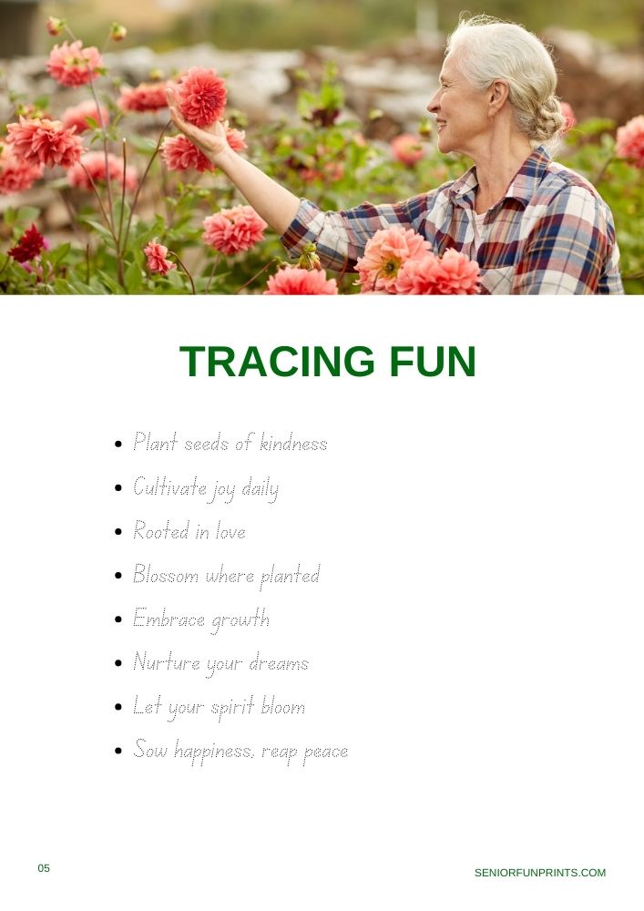 Demo printable - Gardening theme - seniorfunprint.com